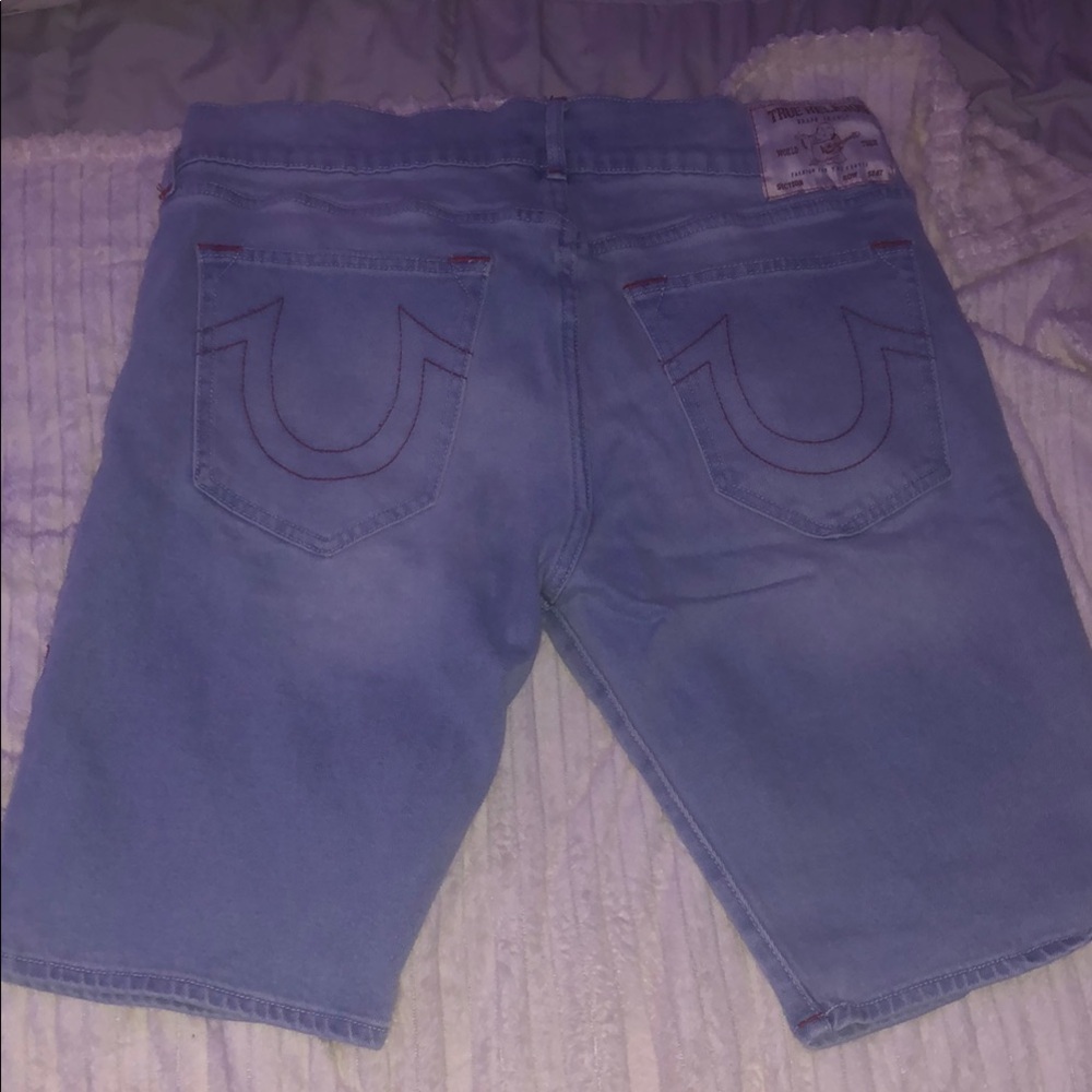 True Religion Light Blue Denim Shorts